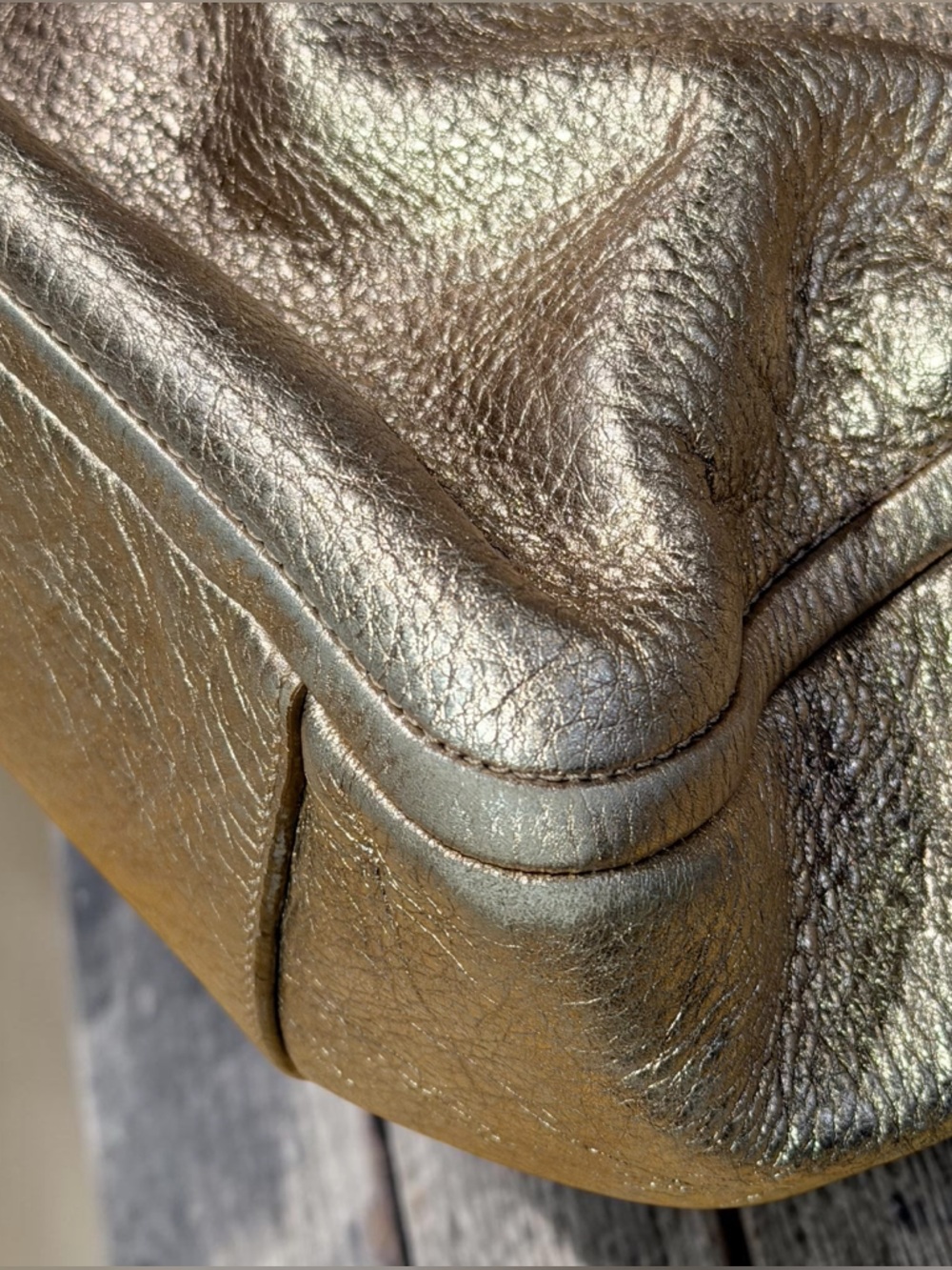 COACH Parker Metallic Champagne Leather Shoulder Tote Bag 13466 - Picture 8 of 15